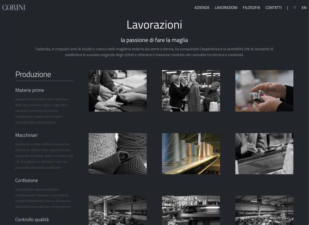 corini-lavorazione-maglieria Dettaglio lavorazione maglieria artigianale Corini su filati pregiati